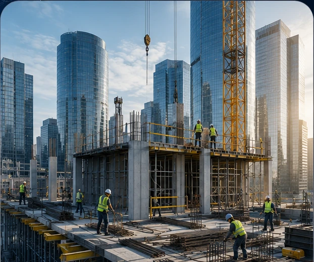 Local construction execution with high-tech site plan